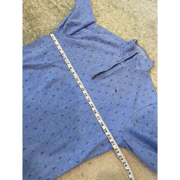 Vineyard Vines Half Zip Sweater Mens Medium Blue Pullover Whale Anchors Cotton - Picture 5 of 9